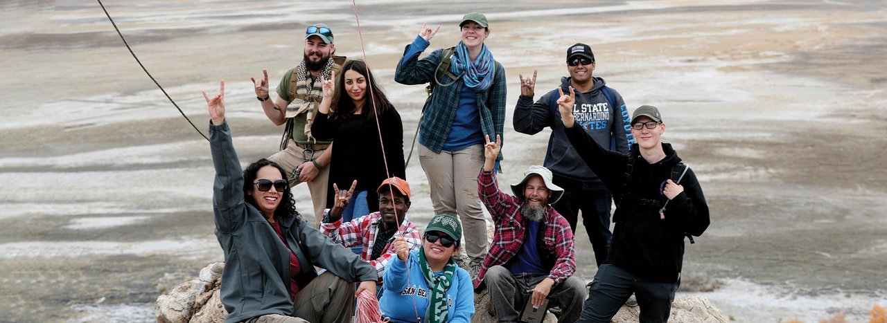 Group of CSUSB students during trip to Zzyzx