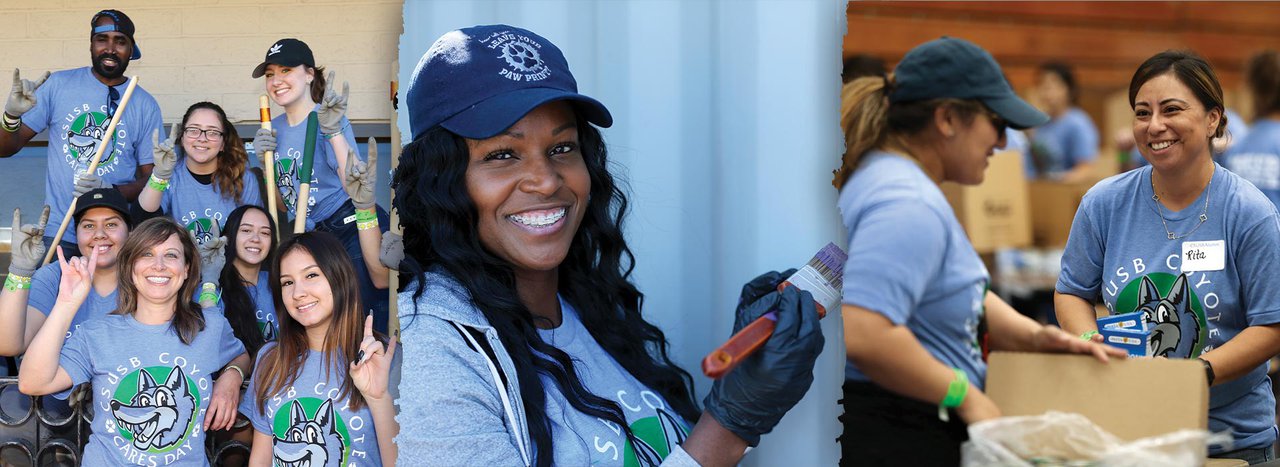 Collage of Coyote Cares Day volunteers 