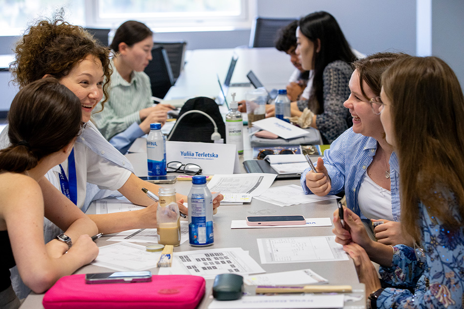 Ukrainian and South Korean students during the Global Summer Entrepreneurship Summit at CSUSB.