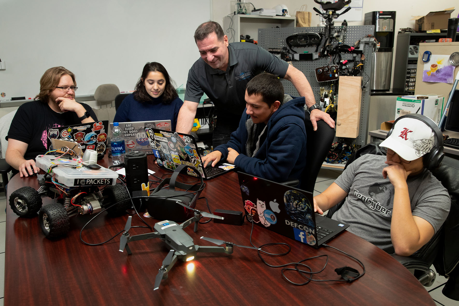 Vincent Nestler interacting with students in classroom