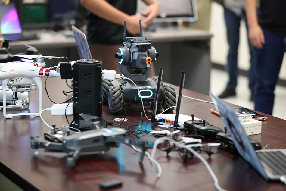 Electronic equipment and drones at CSUSB.