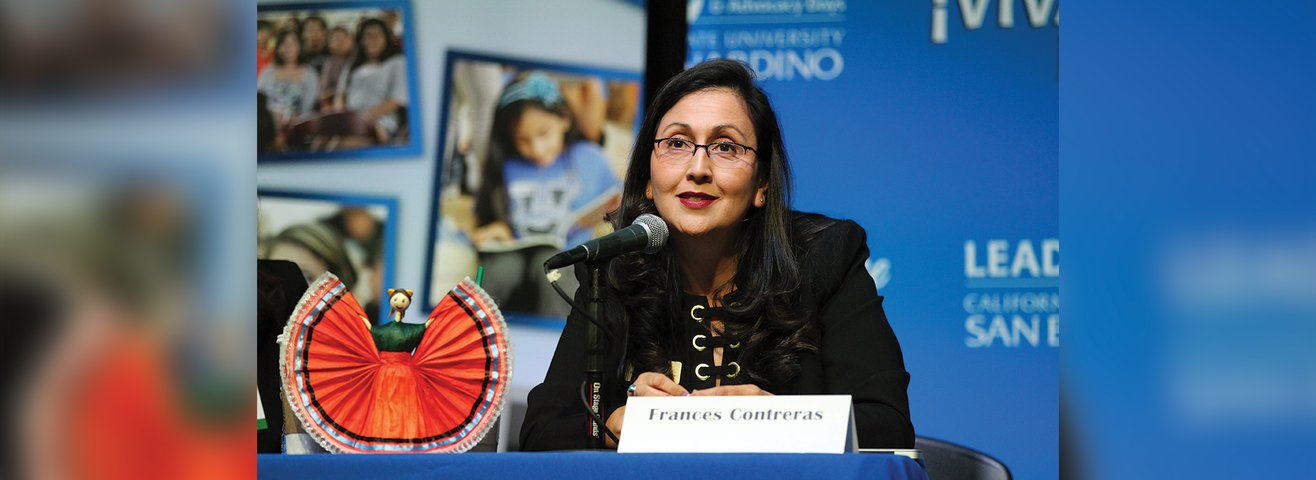 Frances Contreras speaks at CSUSB.