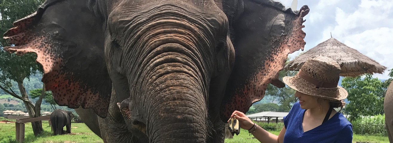 Bianca Castro and a elephant from Thailand